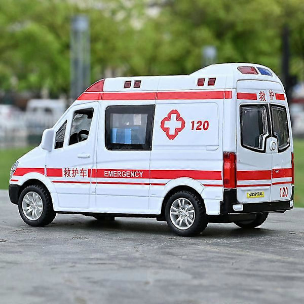 1:32 Simulaatio Ambulanssimalli Metalliseos Vedä Taakse Ääni ja Valo Painevalettu Auto Lelu Poliisi Erikoisajoneuvo Lasten Lelu Lahja