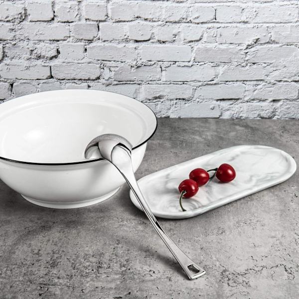 Liten såsslev i rostfritt stål, serveringsslev, sked för soppa, sås, matlagning