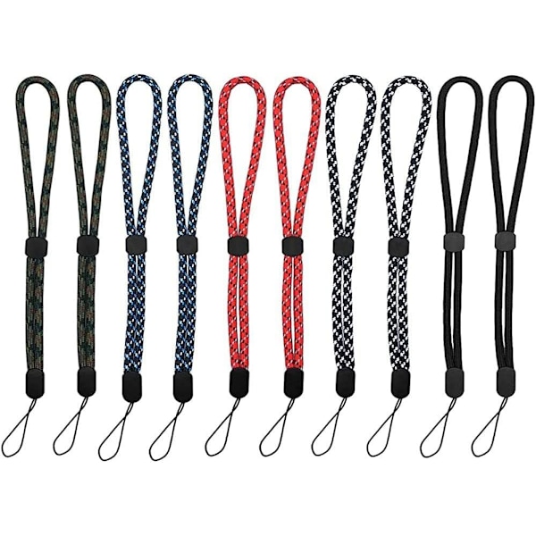 Handledsrem, justerbar handledsrem, rem med handledsrem, justerbar handledsrem i nylon, för mobiltelefoner, USB-enheter, kameror, nycklar, 10 stycken