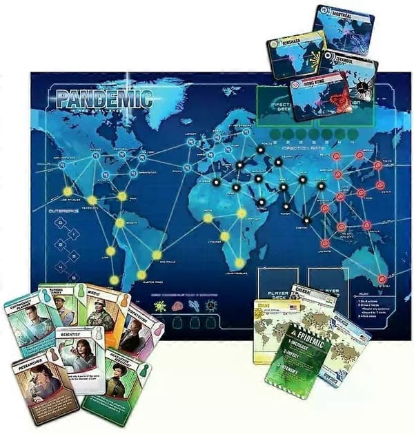 Pandemic brætspil, engelsk udgave, multi/farvede gaver