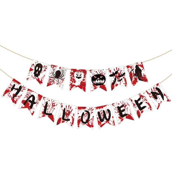 Halloween Honeycomb Midtpunkt og Guirlande Sæt, Spooky Borddekoration til Fest og Hjemsøgte Begivenheder Glitter flag pull
