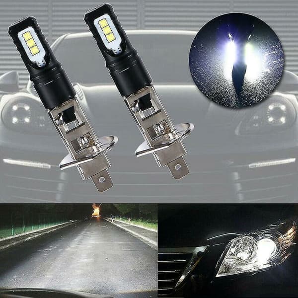 2x H1 6000k Super Bright White 6000lm Drl LED-frontlyktersett Hovedlys