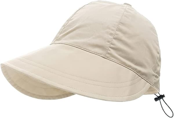 Solhatt for damer, bred brem, sammenleggbar sommerhatt for stranden, UV-beskyttelse, utendørs reise, beige 55-60 cm
