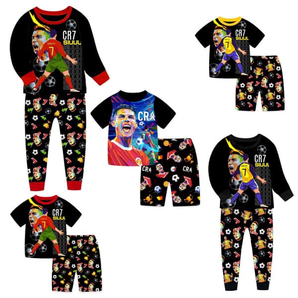 Kortermet pysjamasett for barn til vår og høst s10263 110cm