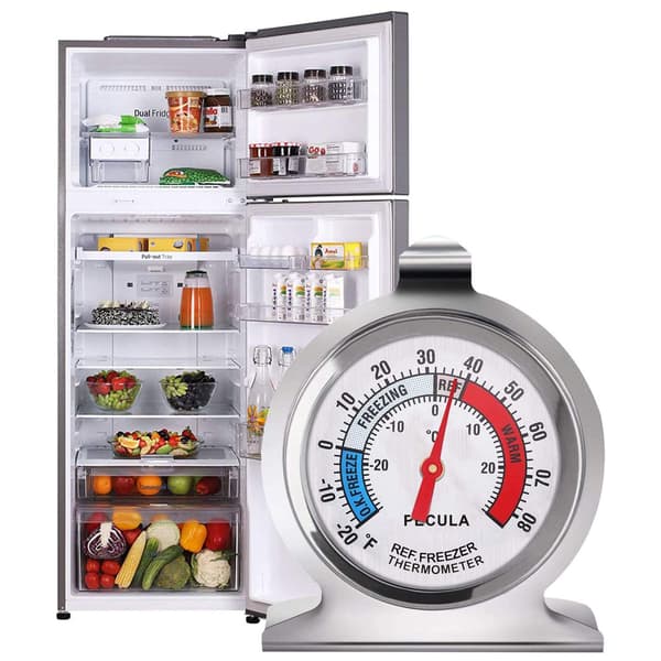2-pack Kylskåpstermometer, -30~30°C/-20~80°F, Klassisk Analog Termometer med Stor Skala och Röd Indikator för Frys