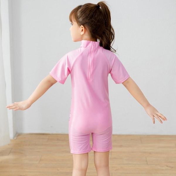 SQBB Kortärmad Flickor Tecknad Elsa Baddräkt Baddräkt En Del Strandkläder Rosa 4-5 År
