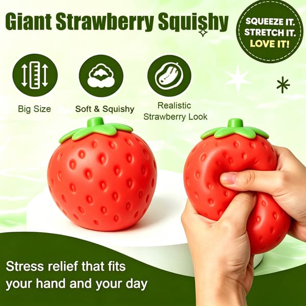 6 Inch Giant Realistic Strawberry Squishy Stress Ball Strawberry