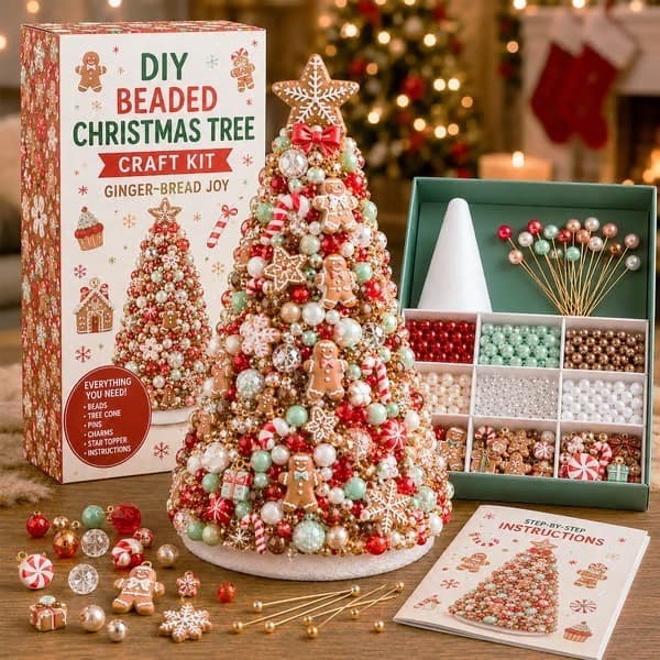 DIY Perle Juletræ Håndværkssæt Beaded Christmas Tree Series - 1 DIY Material Kit (with Color Box)
