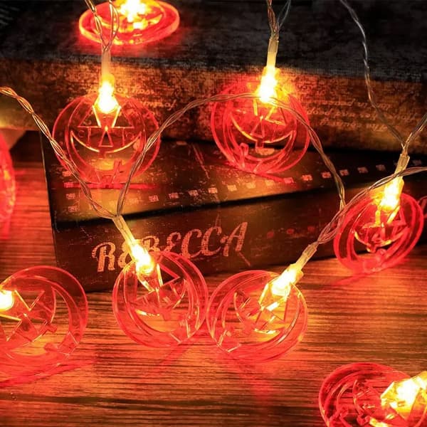 Halloween LED lyskæde, græskar spøgelse flagermus, batteri USB sol, IP65 vandtæt ghost 10m battery (80 LEDs (plus flash)