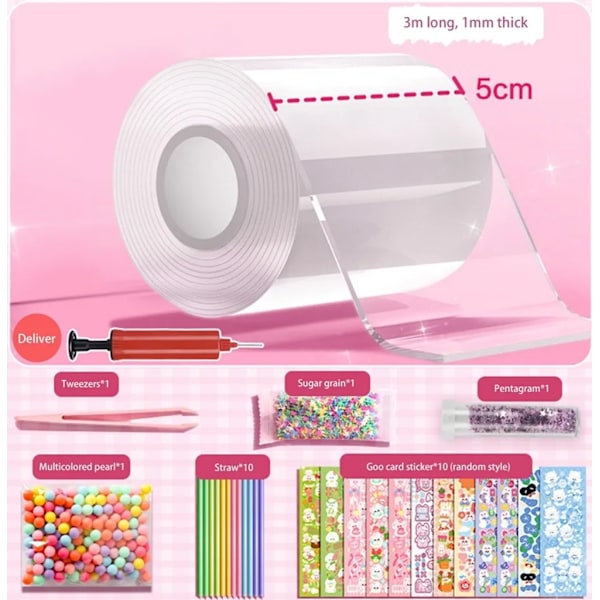 4 kpl Nano Tape Bubble -lelut, jäljettömät nanoteipit kupliin, läpinäkyvä monitoiminen kirkas+sininen
