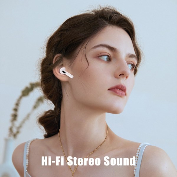 Earpods Pro Hörlurar med Bluetooth 5.0, Trådlösa Bluetooth-hörlurar med Smart Touch Screen-fodral, Klar Samtalsljudreducering för iOS & Android Vit