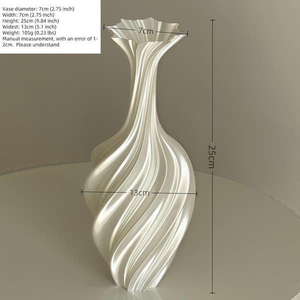 Siden 3D-printade vaser PLA Hög vas 25 cm Hög blomvas Modern heminredning för blommor växter Hemkonstdekor Vardagsrum Matsal