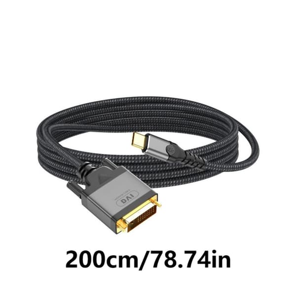 2m/6,56ft USB C til DVI Video Transmissionskabel til Bærbare Computere og Telefoner Skærmdeling Understøtter 1080P Opløsning og 60Hz