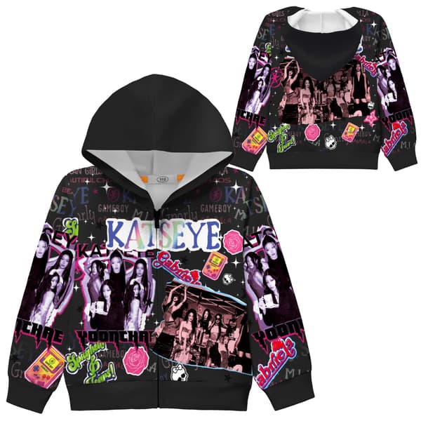 Hættetrøje til børn med digitalt printdesign 36398 Black 140 yards