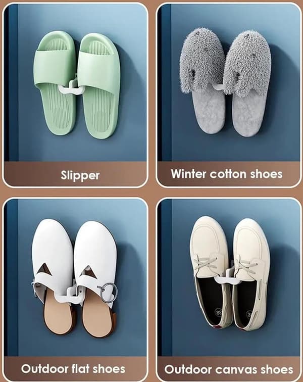 Shoe Racks 10-Pack Hanging Shoe Racks Wardrobe Organizer Shoe Rack System Self-Adhesive Shoe Storage Slipper Storage Studio Shoe Racks White