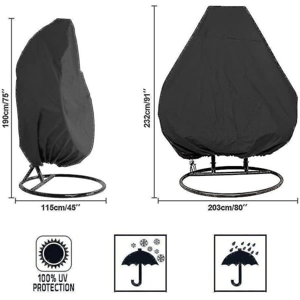 Barsinfi Oxford Glidelås Hengestol Trekk 190 X 115 Cm Vanntett Beskyttelse for Hage- og Utemøbler 190 X 115 Cm (CA)