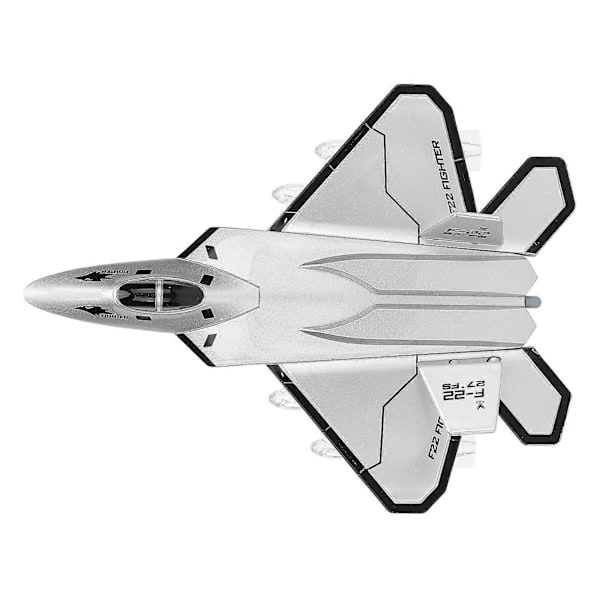F22 Dra Tillbaka Flygplansmodell Hög Simulering Legering Flygplansmodell Leksak med Ljus Ljud Silver