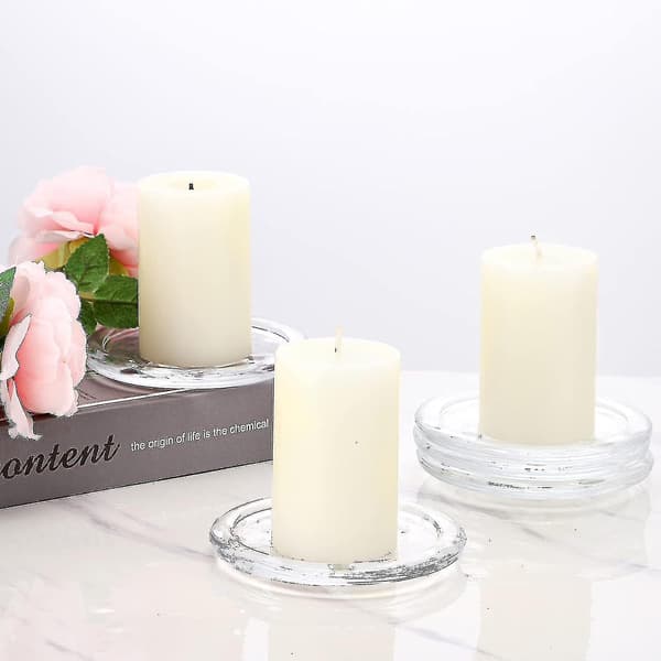 5-pak 10 cm runde coasters til stearinlys, transparente coasters, sæt med holdere til bloklys, lysestager