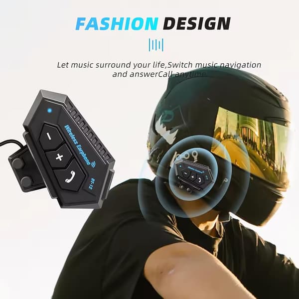 Motorcykelhjelm Bluetooth Headset Med Mikrofon Trådløs Intercom Til Håndfri Opkald Sort Kommunikationsenhed