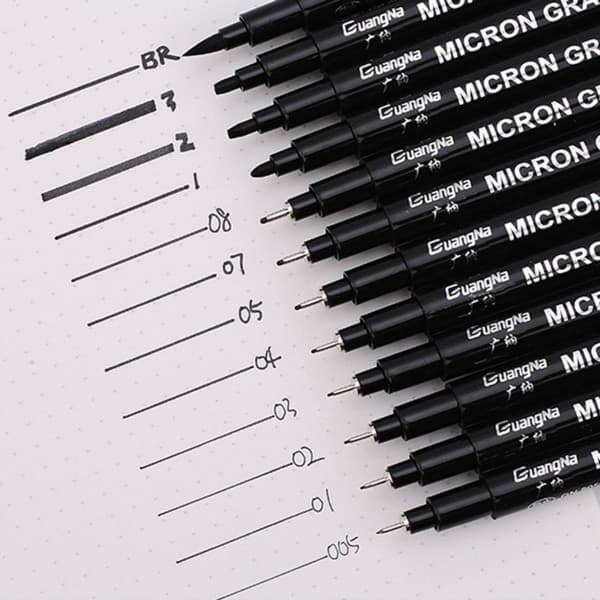 Bläckpenna konstnärs penna svart 12 st/förpackning