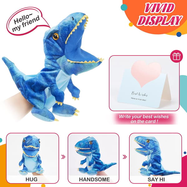 Plysj Dinosaur Hånddukke med Fungerende Munn for Fantasifull Lek C