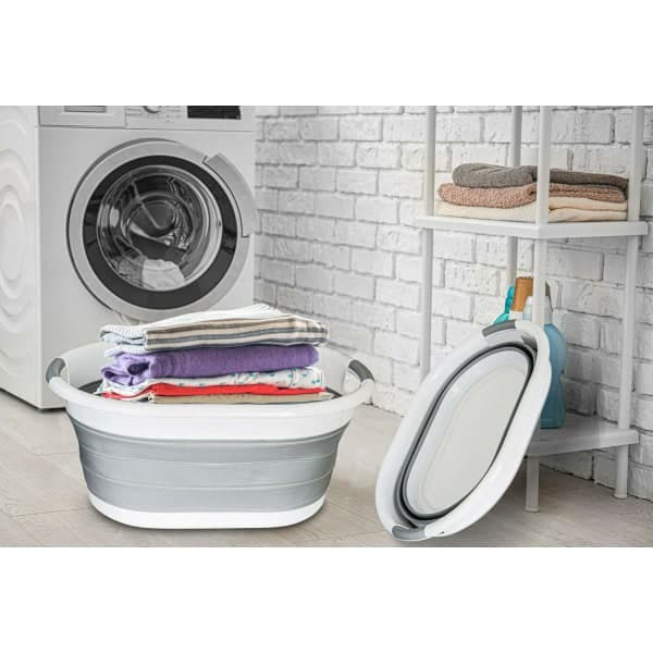 Sammenleggbar oval kleskurv 40 liter grå