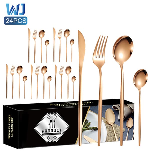 24-dele bestiksæt i rustfrit stål - service til spisning, inkluderer steakkniv, gaffel, dessertske og -gaffel, gaveæske Silver [20pcs]