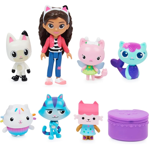 Gabby's Dollhouse, Deluxe Figurset med 7 leksaksfigurer och överraskningstillbehör, leksaker för barn från 3 år