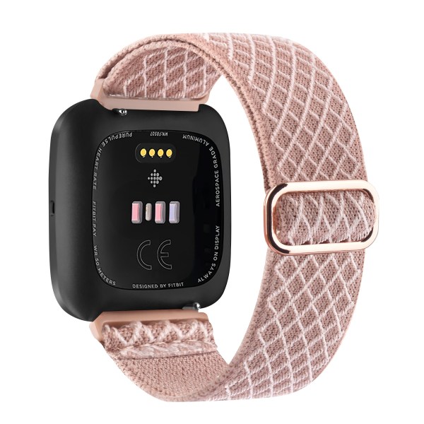 Elastinen kudottu silmukkahihna Fitbit Versa 3 2 Versa Lite -rannekkeelle Säädettävä nailonkello Fitbit Sense -rannekkeelle Vaaleanpunainen pink For Versa a little