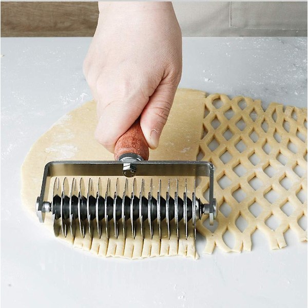 Ampseven Pastry Lattice Roller Rulle-Kutter - Rustfritt Stål Deiggitter For Pai Pizza Brød Beef Wellington Pastry Crust Rulle-Kutter