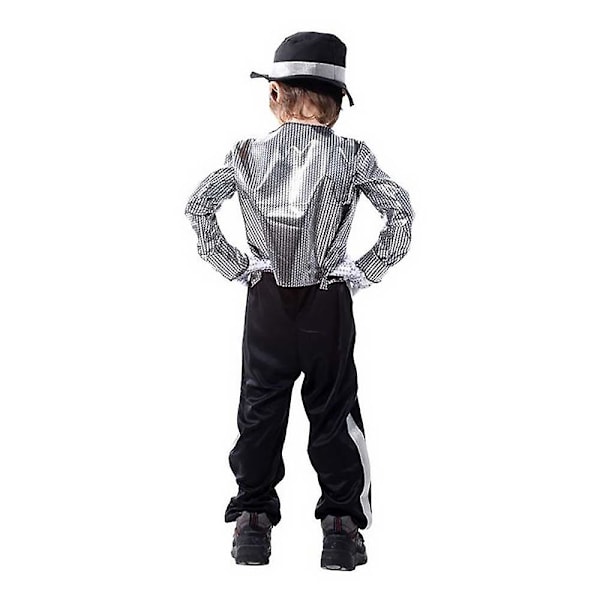 Barnkostume Michael Jackson Cosplay til Drenge og Piger, Sceneklæder Sæt, Halloweenfest, Maskeraddrægt 6-8 Years