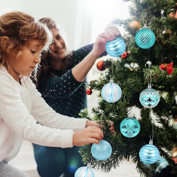 Blå Julekuler Sett med 12 Plastornamenter 6cm for Juletrepynt