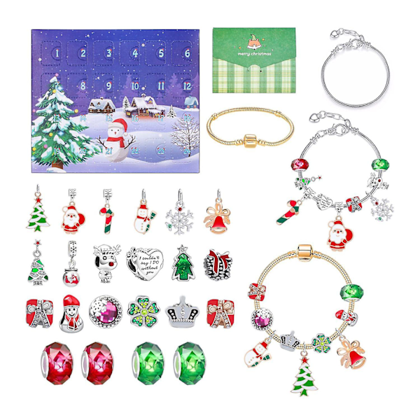 24-rutors DIY Julkalender Armband Presentask Snygg Semester Nedräkning Leksakslåda för Barn Tonåringar elk