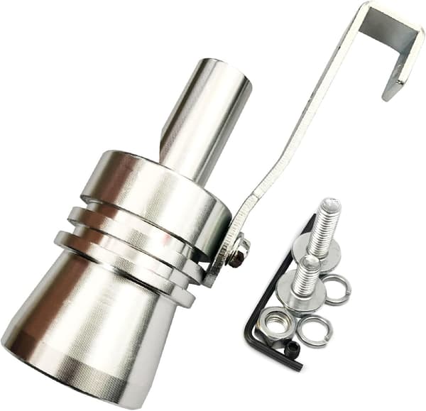 2 stk. XL Størrelse Aluminiumslegering Universal Turbo Lyd Eksos Lyddemper Rør Fløyte Bil Brøl Maker Sølv