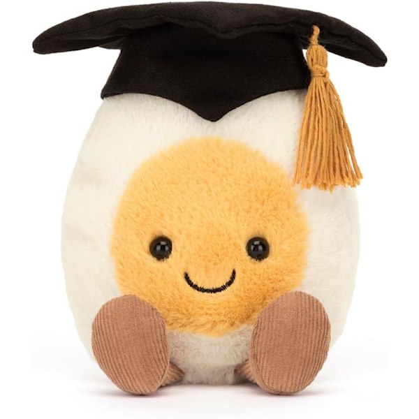 Jellycat Amuseables Kokt Ägg Student Gosedjur, 14 cm - Matplysch - Rolig Examenspresent