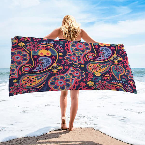 Mikrofiber Strandhåndklæde Super Let Farverigt Badehåndklæde Sandfrit Strandtæppe Multi