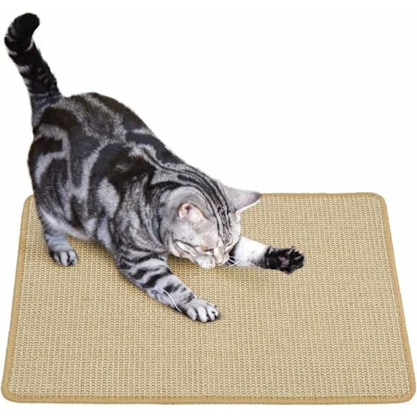 Kradsemåtte til katte, naturlig sisalvævet reb Kradsemåtte til katte Skridsikker Praktisk legetøj til klopleje Kattemåtte Beskyt tæpper og sofaer 40*60 cm Brun