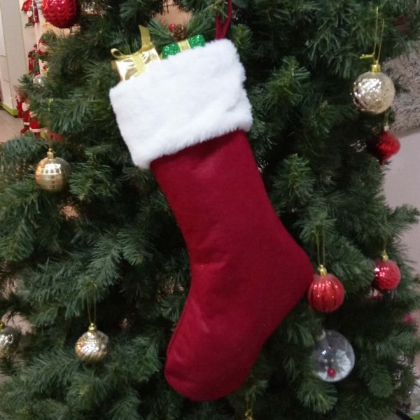 4-delad julstrumpa presentpåse Kenaf älg broderad Kristus