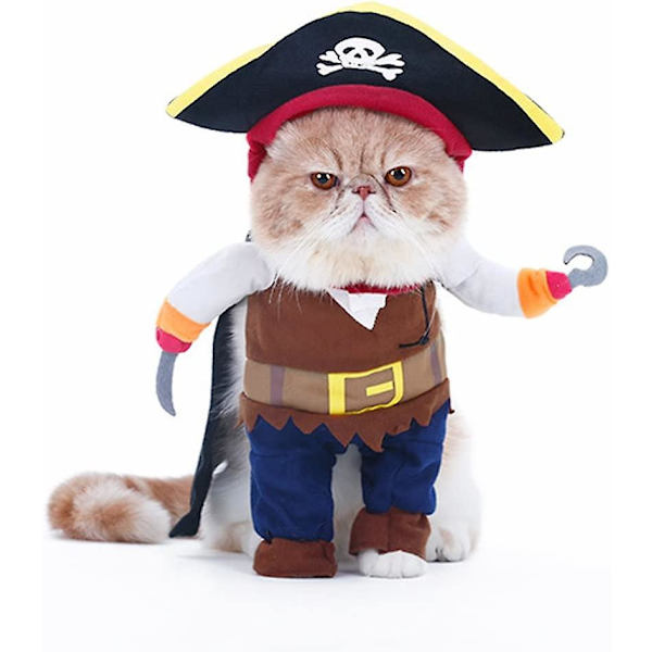 Lemmikkieläinten asu, hauska söpö lemmikkikoiran kissan pirattiasu setti asu Halloween joulujuhla pukeutuminen cosplay, juhla-asu vaatteet kissalle koiralle P