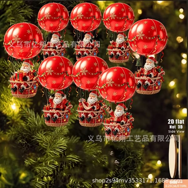 Træ juleluftballon julemand hængende ornament boligindretning 24pcs
