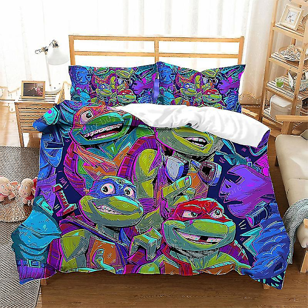 2023 Teenage Mutant Ninja Turtles Uusi Elokuva Vuodevaatteet Peitto Tyynyliina Sarja Lapset Anime Huoneen Sisustus Peitto Lahja T-07 T-07 AU Double-180x210cm