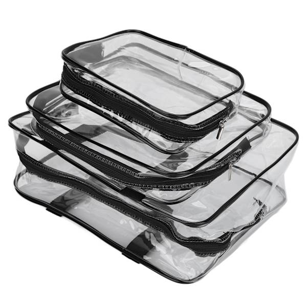 3 st Toalettväska Transparent Design 3 Storlekar Vattentät Bärbar PVC Material Praktisk Transparent Kosmetikaväska För Resor