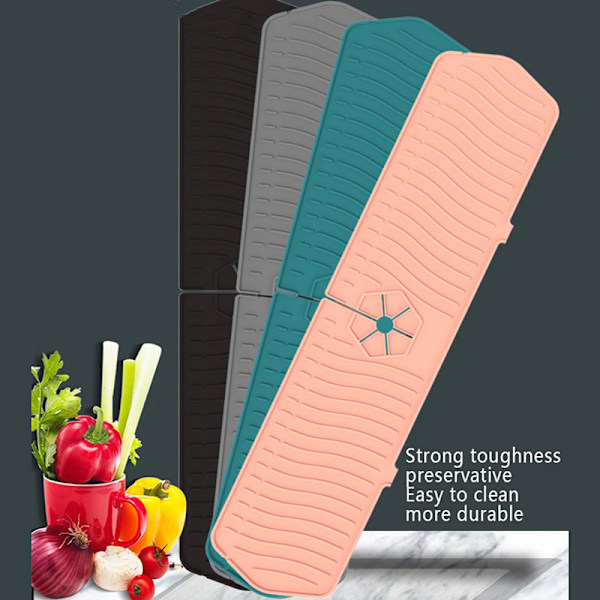 Silikon Kranmatta Kran Vattenuppsamlare Matta Kökskran Grå Gray 35*14.8CM