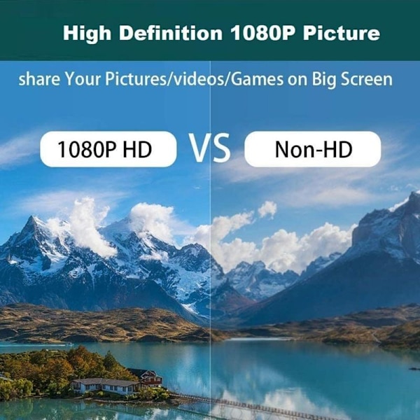 Lightning til HDMI Kabel Adapter, iPhone iPad til TV, 1080p