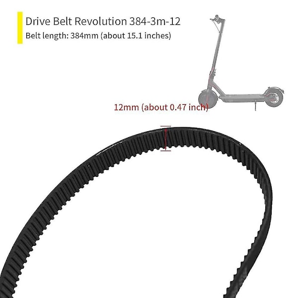 3 stk. 3m-384-12 drivrem til elcykel E-cykel scooter motorcykel