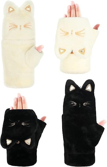 Vinterhandsker Vindtætte Termiske Varme Hvide Sorte 2 Par 16cm Unisex Koldt Vejr