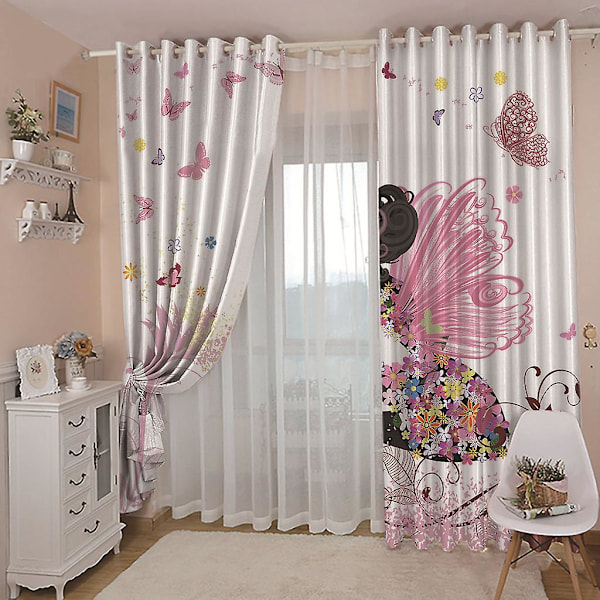 Termisk Isolerende Mørklægningsgardiner Hvid Rosa Gul Sommerfugl Fe 1 Stykke Børneværelse Baby Pige Gardin Stue Moderne Design 100X140cm