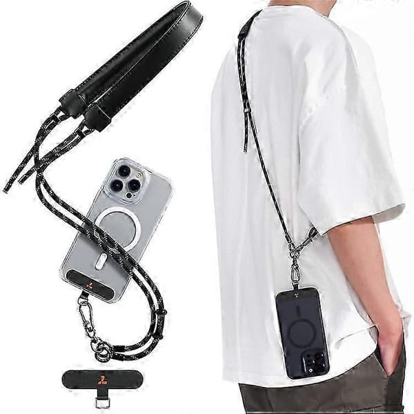TORRAS Loopgo Læder Telefon Lanyard Justerbar Crossbody Halsrem Telefon Lanyard med Tether Tab