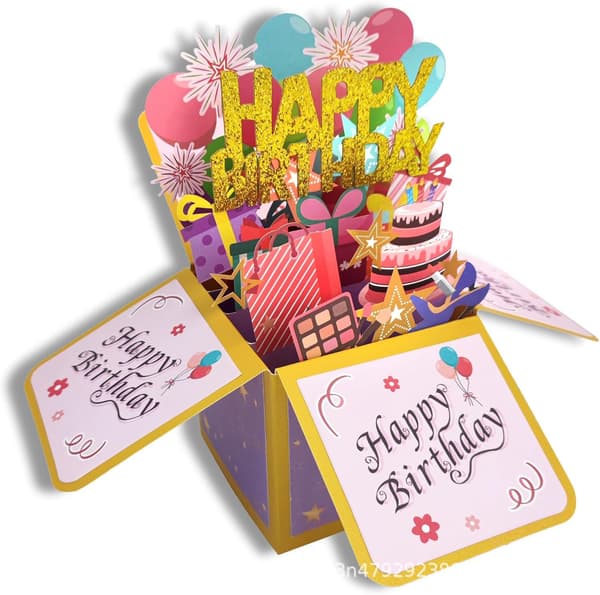 Bursdagskort med 3D-alder-klistremerker for feiringer HAPPY BIRTHDAY