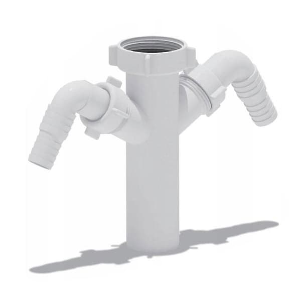 Afløbsrørsforbindelse med dobbelt opvaskemaskinetilslutning 1 1/2\" BSP x 40mm
